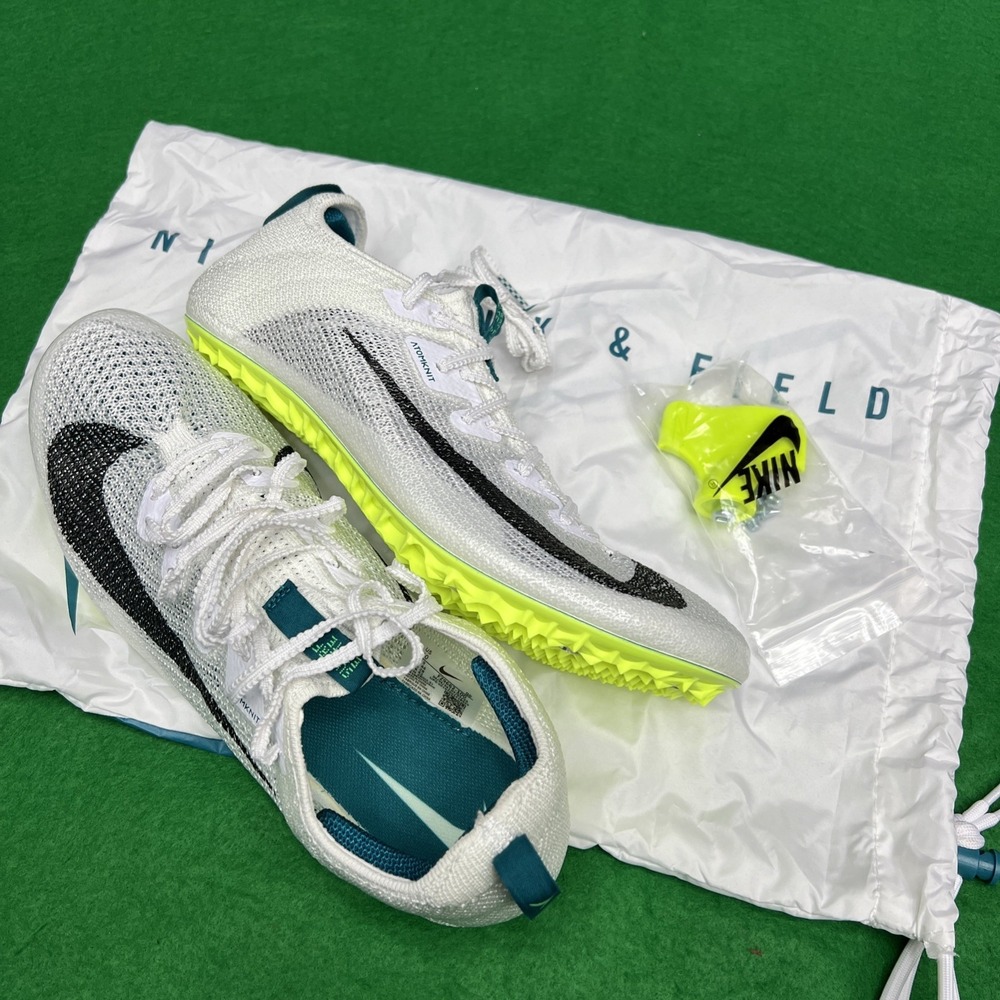 Nike Zoom Superfly Elite 2 Flyknit White Green Track Spikes Men's Size 10 , UK 9